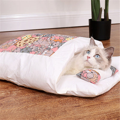 Warm Cat Bed With Pillow