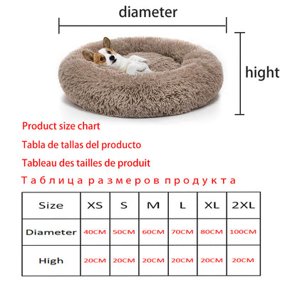 Long Plush Large Round Dogs Bed