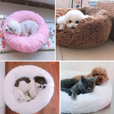 Long Plush Large Round Dogs Bed