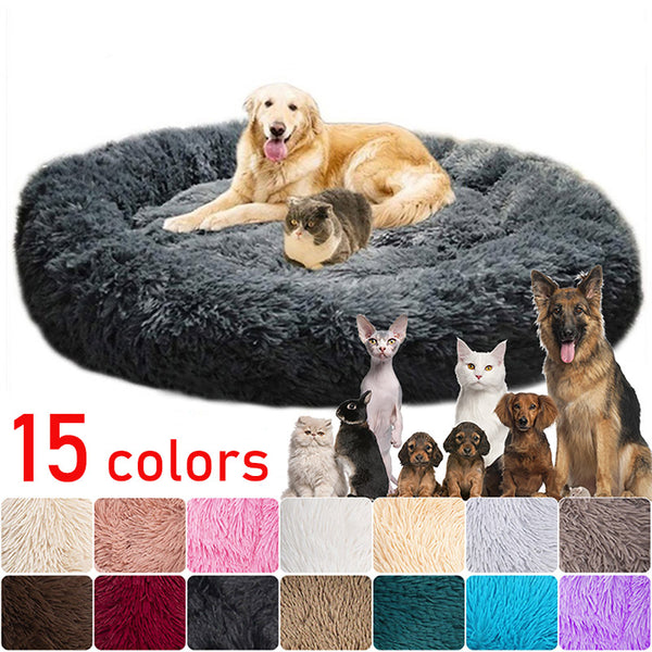 Long Plush Large Round Dogs Bed